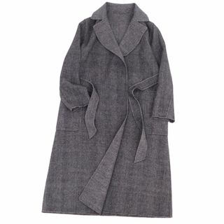 マックスマーラ(Max Mara)の美品 マックスマーラ Max Mara WEEKEND コート クチートアマーノ cucito a mano ベルト付き ロングコート ラップコート ガウンコート ダブルフェイス リバーシブル ウール ヘリンボーン アウター レディース JI36 USA2 GB4(S相当) グレー(その他)