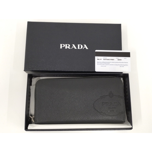 【美品】PRADA プラダ ラウンドジップ長財布 SAFFIANO PRINT