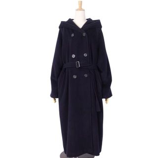 マックスマーラ(Max Mara)の美品 マックスマーラ Max Mara コート フード付き ロングコート ダブルブレスト 白タグ ウール カシミヤ アウター レディース JI40 USA6 GB8(M相当) ネイビー(その他)