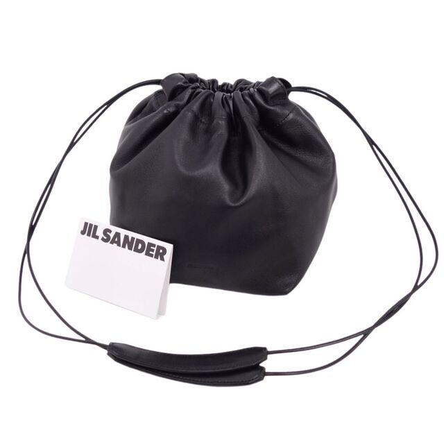 Jil Sander - 美品 ジルサンダー JIL SANDER バッグ ドローストリングバッグ 巾着バッグ ショルダーバッグ カーフレザー カバン 鞄 レディース ブラック