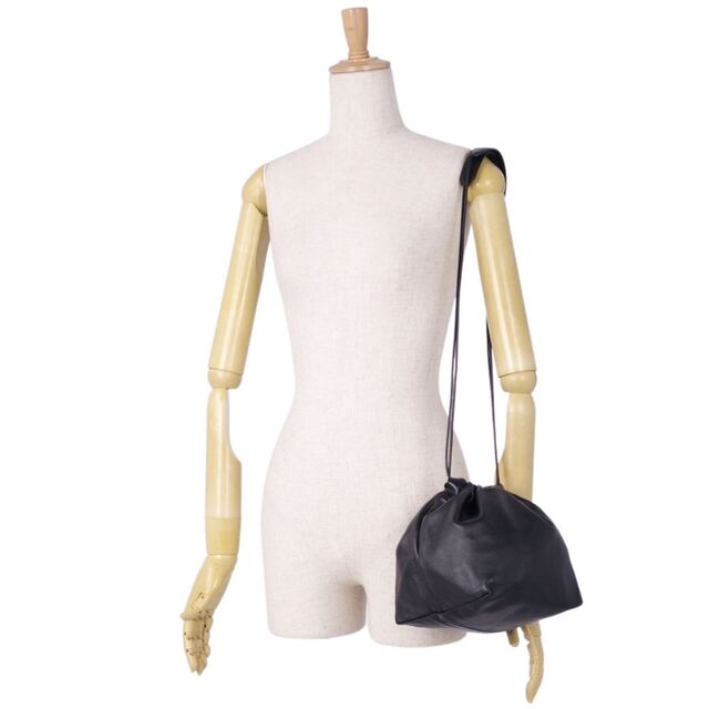 美品 ジルサンダー JIL SANDER バッグ ドローストリングバッグ 巾着バッグ ショルダーバッグ カーフレザー カバン 鞄 レディース ブラック