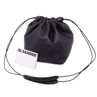 ジルサンダー(Jil Sander)の美品 ジルサンダー JIL SANDER バッグ ドローストリングバッグ 巾着バッグ ショルダーバッグ カーフレザー カバン 鞄 レディース ブラック(ショルダーバッグ)