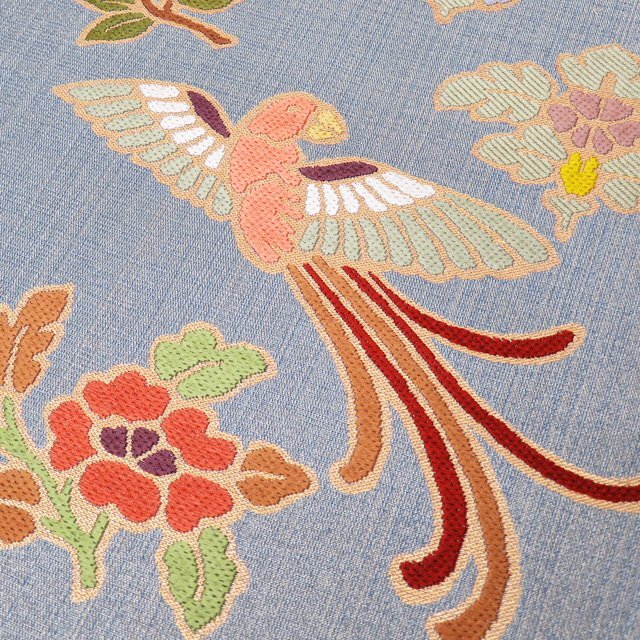 特選 西陣 紫紘 天平花鳥文 水色 多色 金 袋帯 A790-9 【中古 特選 西陣 紫紘 天平花鳥文 水色 多色 金 袋帯 A790-9 【中古