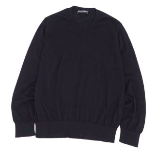 ドルチェアンドガッバーナ(DOLCE&GABBANA)の美品 ドルチェ&ガッバーナ DOLCE&GABBANA ニット セーター カシミヤ100％ 無地 トップス メンズ イタリア製 52(L相当) ブラック(ニット/セーター)