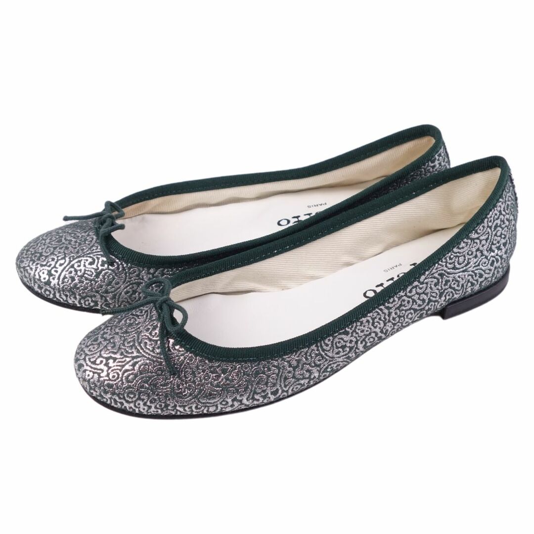 未使用 レペット repetto パンプス フラットパンプス バレエシューズ リボン キャンバス シューズ レディース 36(23cm相当)  シルバー/グレー