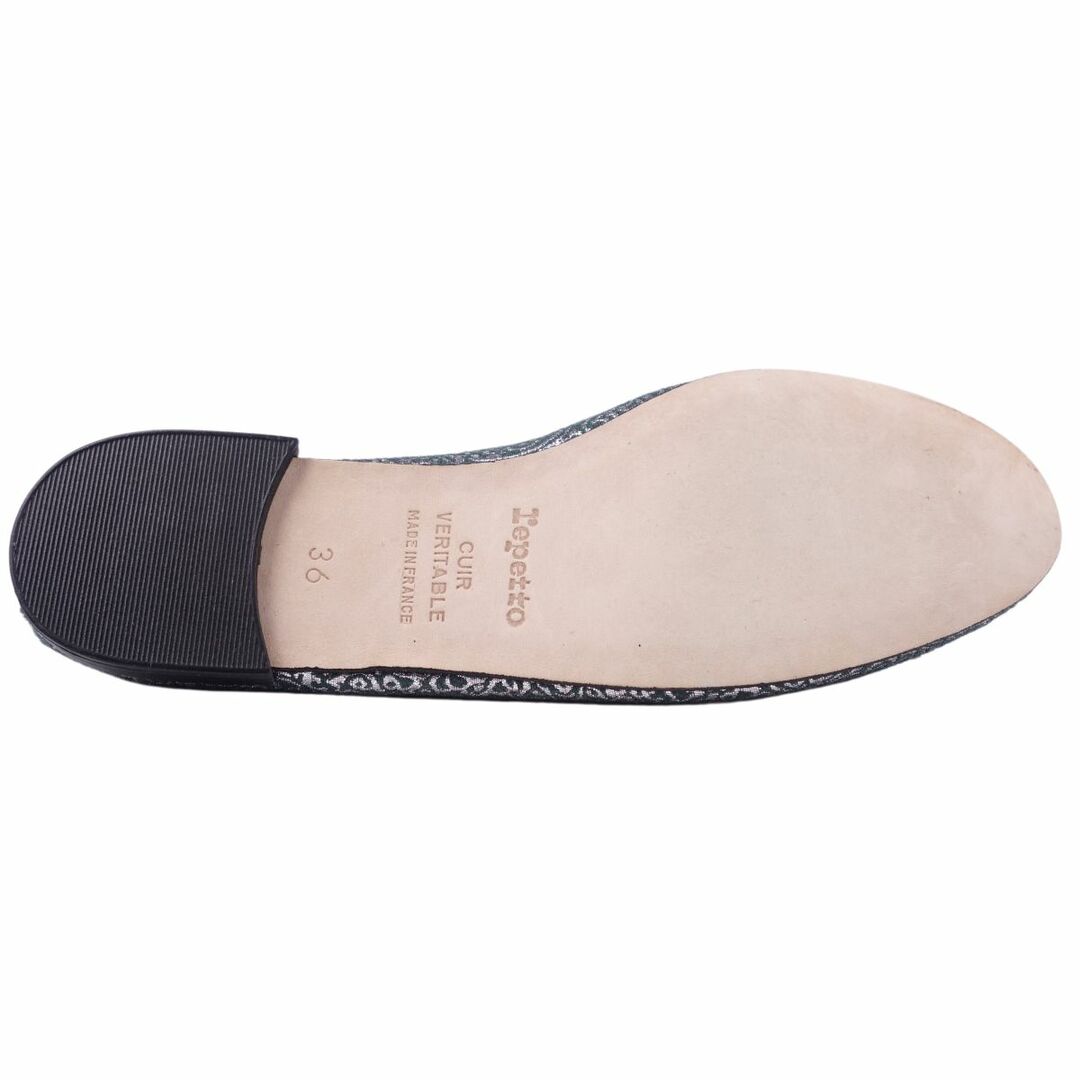 未使用 レペット repetto パンプス フラットパンプス バレエシューズ リボン キャンバス シューズ レディース 36(23cm相当)  シルバー/グレー