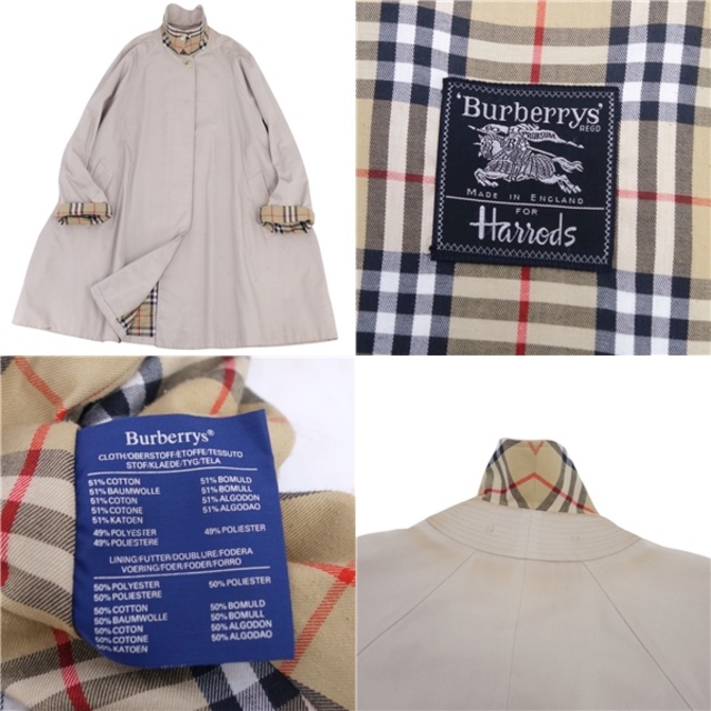 BURBERRY(バーバリー)の【美品】Vintage バーバリー Burberrys コート ステンカラーコート バルマカーンコート レディース 英国製 アウター 古着 12(L相当) ベージュ レディースのジャケット/アウター(その他)の商品写真