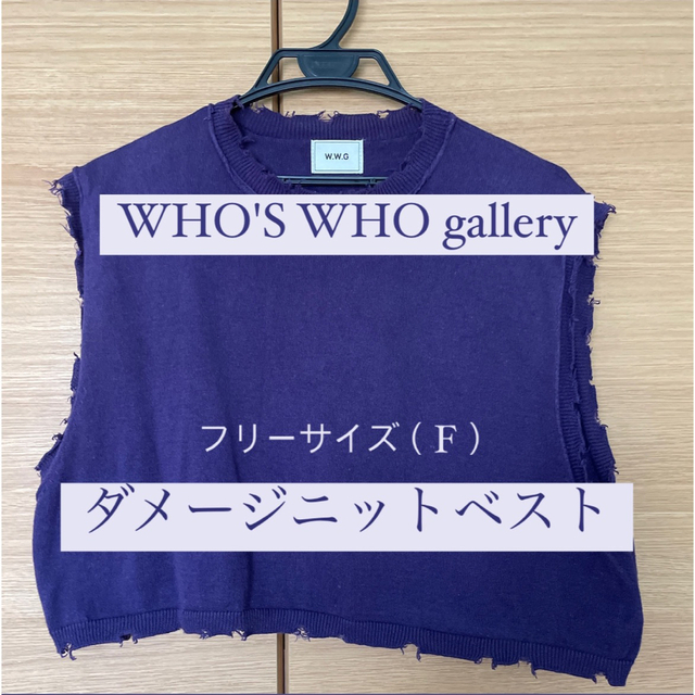 WHO'S WHO gallery(フーズフーギャラリー)の【フリーサイズ】 ダメージニットベスト  レディースのトップス(ベスト/ジレ)の商品写真