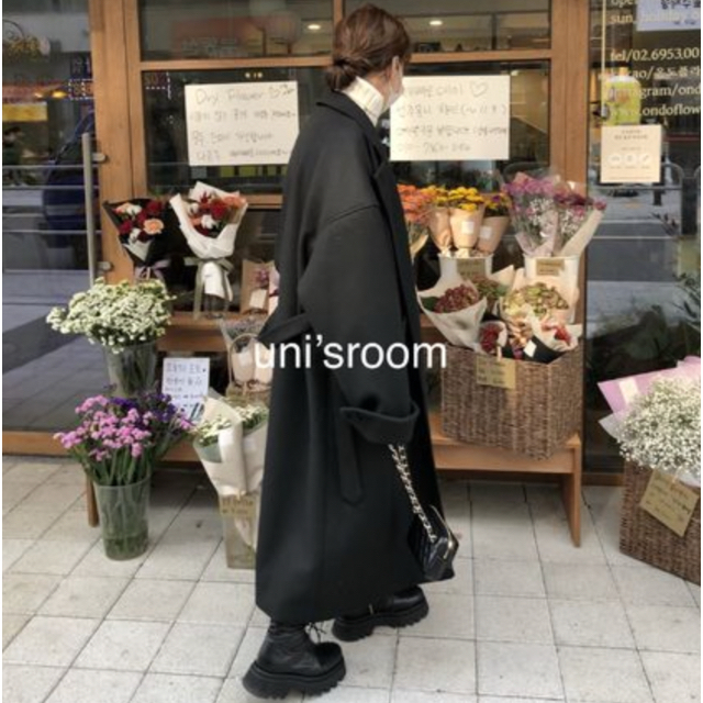 ウールコートuni's room ハンサムマキシ丈ウールローブコート OT-AW20-20B