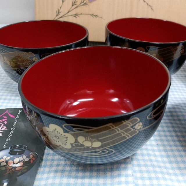 会津塗 ☆漆塗り お椀 5個セット 箱入りの通販 by e.plus's shop|ラクマ