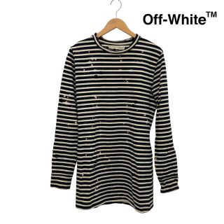 オフホワイト(OFF-WHITE)のOFF-WHITE ダメージ加工 ボーダー L/S Tシャツ(Tシャツ/カットソー(七分/長袖))