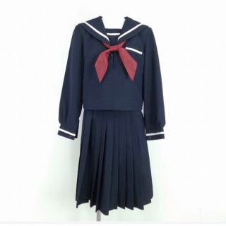 セーラー服 スカート スカーフ 冬物 長袖 白 学生服 中学 高校 紺 制服(衣装一式)