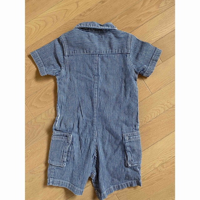 babyGAP(ベビーギャップ)のbabyGAP デニム　ツナギ　半袖ロンパース キッズ/ベビー/マタニティのベビー服(~85cm)(ロンパース)の商品写真