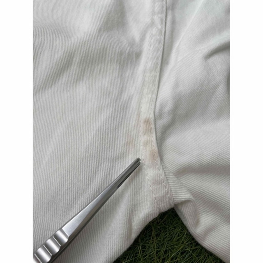 ホワイト デニム オーバーオール ワンショルダー オールインワン サロペット レディースのパンツ(サロペット/オーバーオール)の商品写真