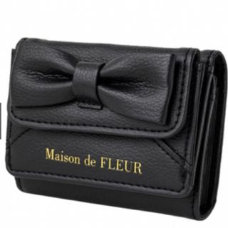 メゾンドフルール(Maison de FLEUR)のMaison de FLEUR  RIBBON CARD CASE  BLACK(財布)