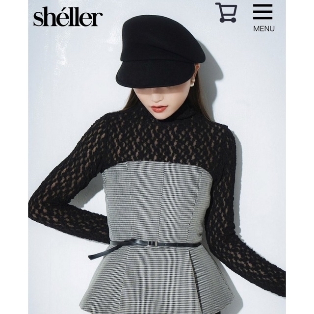 sheller シェリエ ハイネック シアートップス 黒の通販 by MaRe sheller シェリエ ハイネック シアートップス 黒の通販 by MaRe