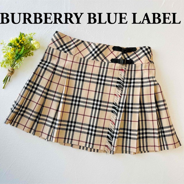 極美品♡BURBERRY BLUE LABEL♡ノバチェックプリーツ巻きスカート 【在庫あり/即出荷可】 40.0%割引 