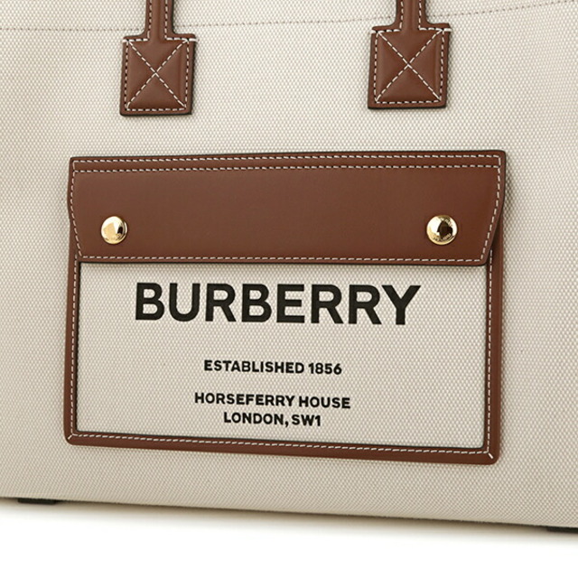 BURBERRY(バーバリー)の新品 バーバリー BURBERRY トートバッグ CANVAS&LEATHER NEW TOTE オフホワイト 白 レディースのバッグ(トートバッグ)の商品写真