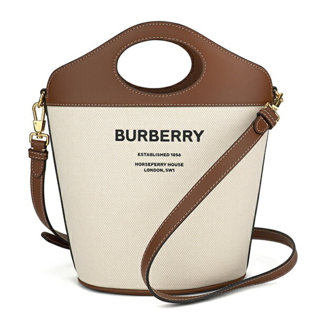 BURBERRY(バーバリー)の新品 バーバリー BURBERRY ハンドバッグ POCKET BUCKET BAG ホワイト 白 ブラウン 茶 レディースのバッグ(ハンドバッグ)の商品写真