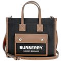 新品 バーバリー BURBERRY トートバッグ ミニ ツートン キャンバス＆レ