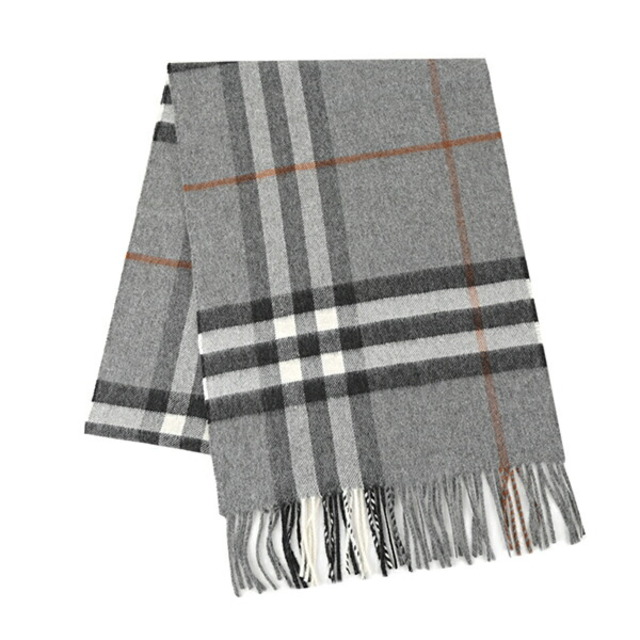 BURBERRY マフラー グレー×チェック柄 カシミヤ混 ストール スカーフ BURBERRY マフラー グレー×チェック柄 カシミヤ混 ストール スカーフ