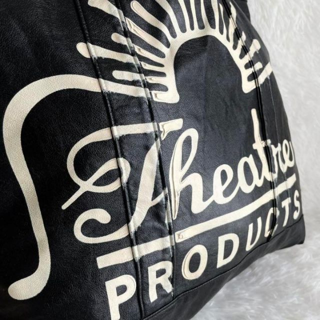 THEATRE PRODUCTS(シアタープロダクツ)の『THEATRE PRODUCTS』レザー BIG トートバッグ ロゴ ブラック レディースのバッグ(トートバッグ)の商品写真