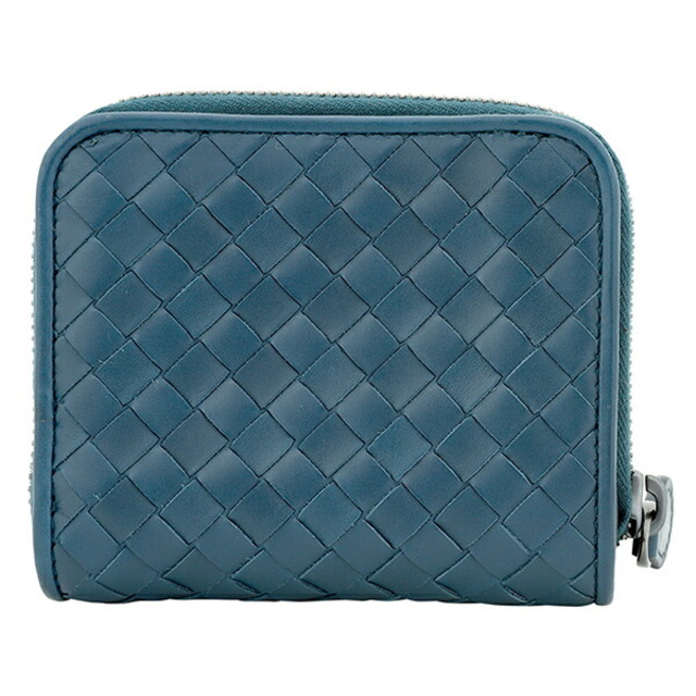 新品 ボッテガヴェネタ BOTTEGA VENETA 2つ折り財布 ミニウォレット ディープブルー