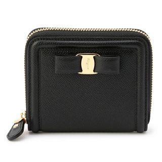 フェラガモ(Ferragamo)の新品 フェラガモ FERRAGAMO 2つ折り財布 スモールジップアラウンド ブラック 黒(財布)