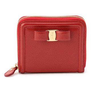 フェラガモ(Ferragamo)の新品 フェラガモ FERRAGAMO 2つ折り財布 スモールジップアラウンド レッド 赤(財布)
