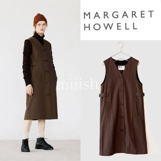 マーガレットハウエル(MARGARET HOWELL)の美品 2019マーガレットハウエル コットンウールジャンパードレス 3.6万(ひざ丈ワンピース)