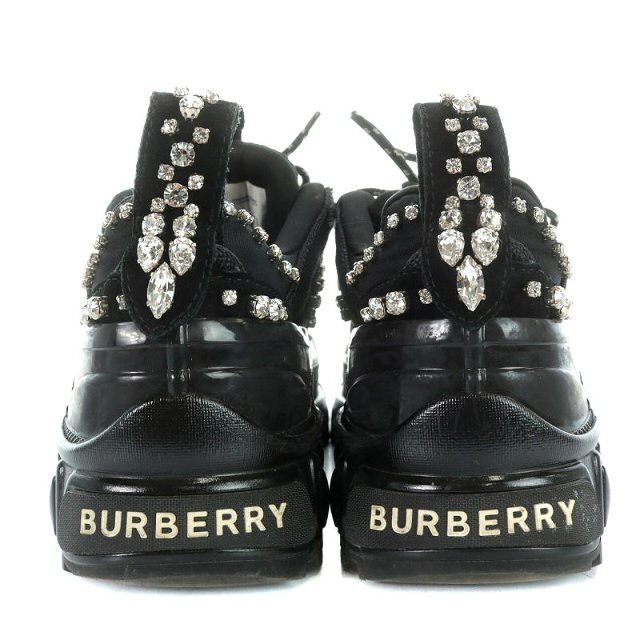 バーバリー BURBERRY スニーカー ビジュー装飾 37 24cm 黒-