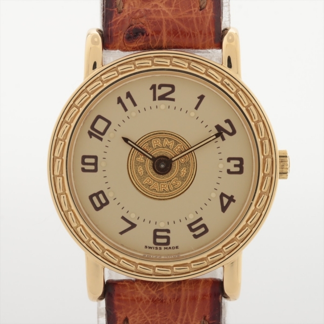 Hermes - エルメス セリエ YG×革   レディース 腕時計