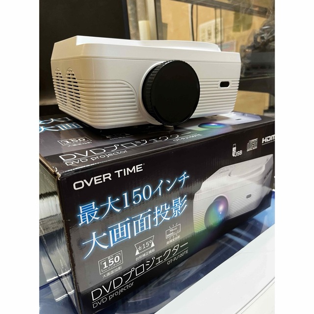 【美品】OVER TIME 150インチ投影 プロジェクター  ホームシアター  スマホ/家電/カメラのテレビ/映像機器(プロジェクター)の商品写真