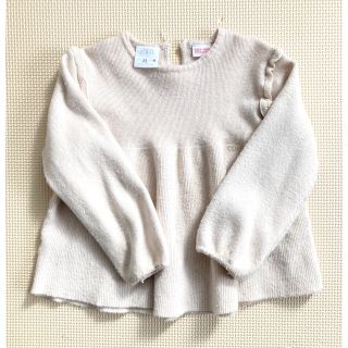 ザラキッズ(ZARA KIDS)のZARA ザラ　ベビー　チュニック　フレア　トップス　フリル　ベージュ　ニット(ニット)