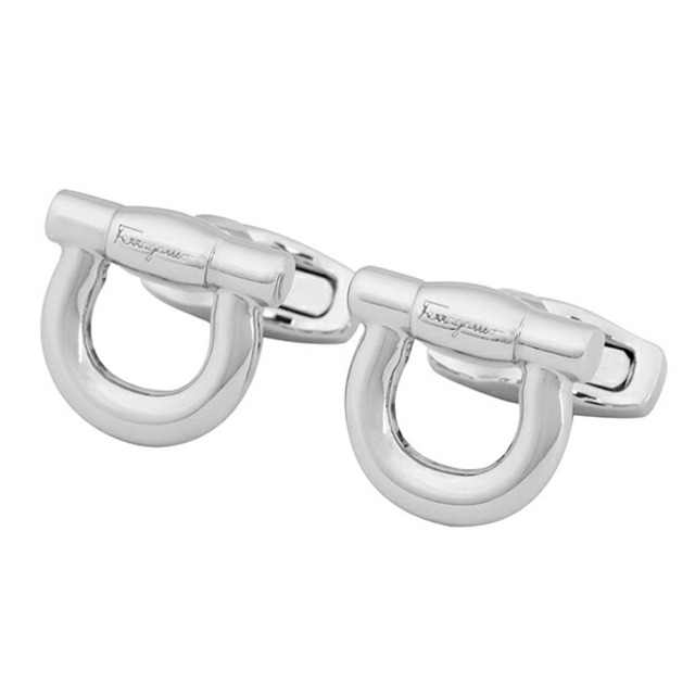 新品 フェラガモ FERRAGAMO カフスボタン カフリンクス シルバー 最旬