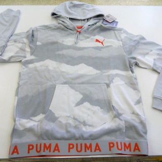 プーマ(PUMA)のＬ）薄灰）プーマ★パーカ フード付き長袖スウェット 薄手フーディー 522058(その他)