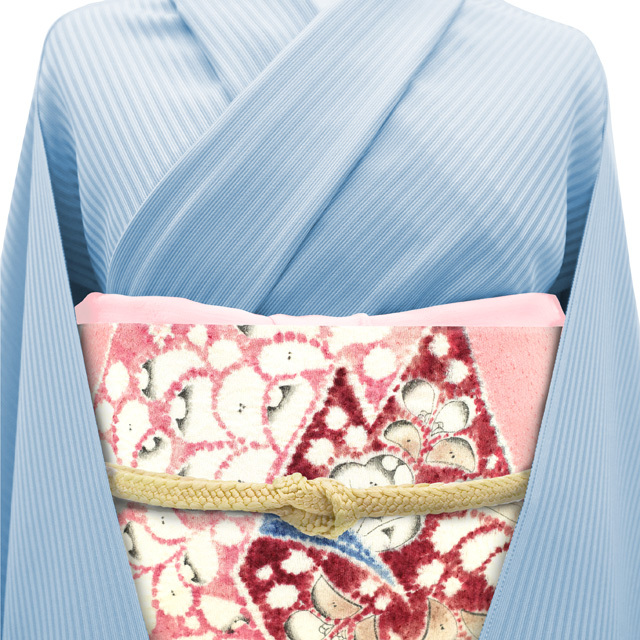 すごい値!名古屋帯 九寸 開き仕立て 上質 正絹 辻が花絞り 桃色 すごい値!名古屋帯 九寸 開き仕立て 上質 正絹 辻が花絞り 桃色