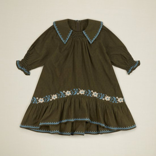 Apolina BETTINA dress (Olive) 3-5y - ワンピース