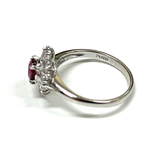 PT900 Flower Ruby Diamond Ring platinum