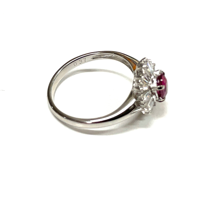 PT900 Flower Ruby Diamond Ring platinum