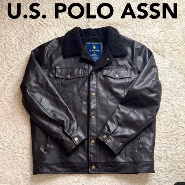 U.S. POLO ASSN.(ユーエスポロアッスン)のポロアッスン ボアジャケット US古着 オーバーサイズ PVCジャケット XL メンズのジャケット/アウター(レザージャケット)の商品写真