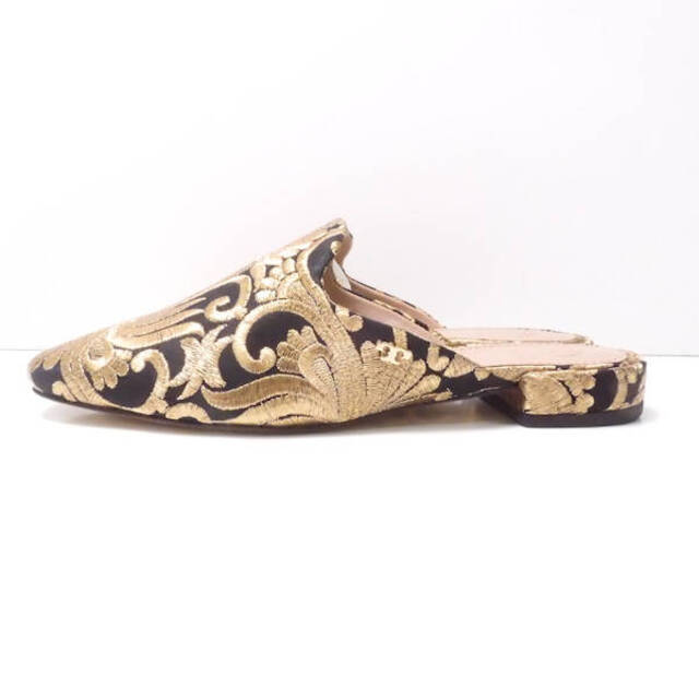 Tory Burch(トリーバーチ)のTORY BURCH トリーバーチ ミュール 1点 ゴールド系 5M レザー 刺繍 パンプス シューズ 靴 AU988C レディースの靴/シューズ(ミュール)の商品写真
