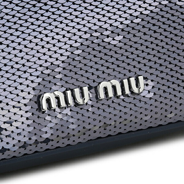 miumiu(ミュウミュウ)の新品 ミュウミュウ MIU MIU ショルダーバッグ パイエット ロゴ ブルー/アルジェント レディースのバッグ(ショルダーバッグ)の商品写真