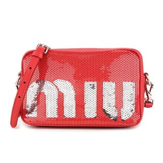 ミュウミュウ(miumiu)の新品 ミュウミュウ MIU MIU ショルダーバッグ パイエット ロゴ ロッソ/アルジェント(ショルダーバッグ)