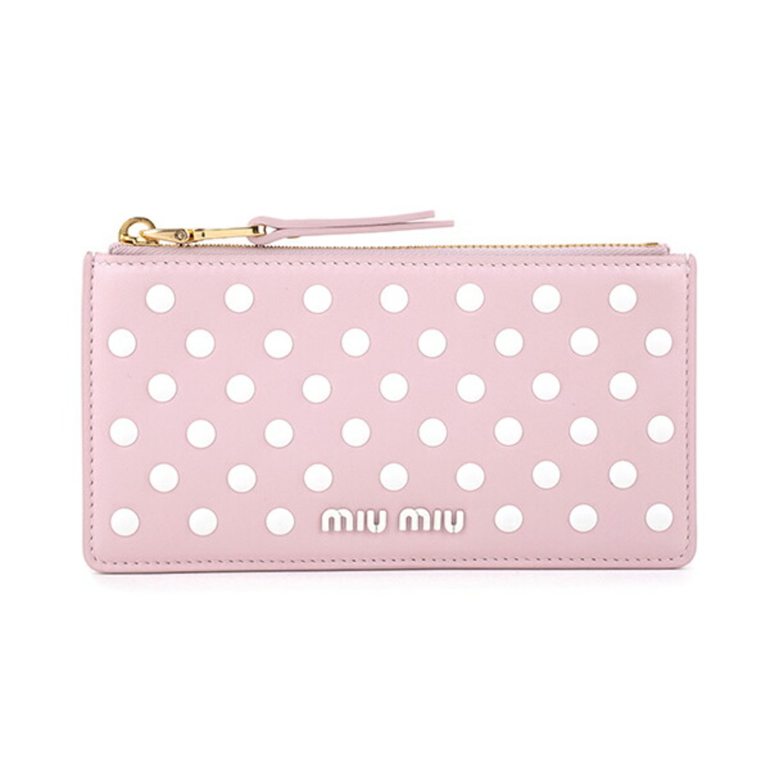 新品 ミュウミュウ MIU MIU カードケース ドットスタッズ ピンク