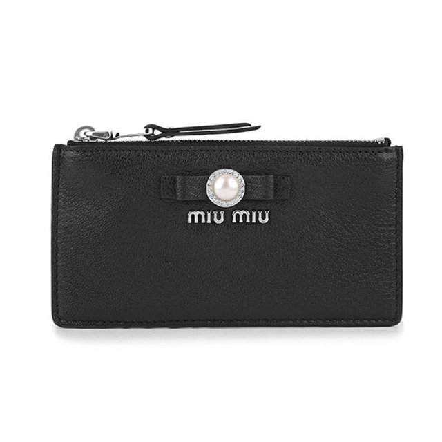 新品 ミュウミュウ MIU MIU カードケース マドラスパール ブラック 黒