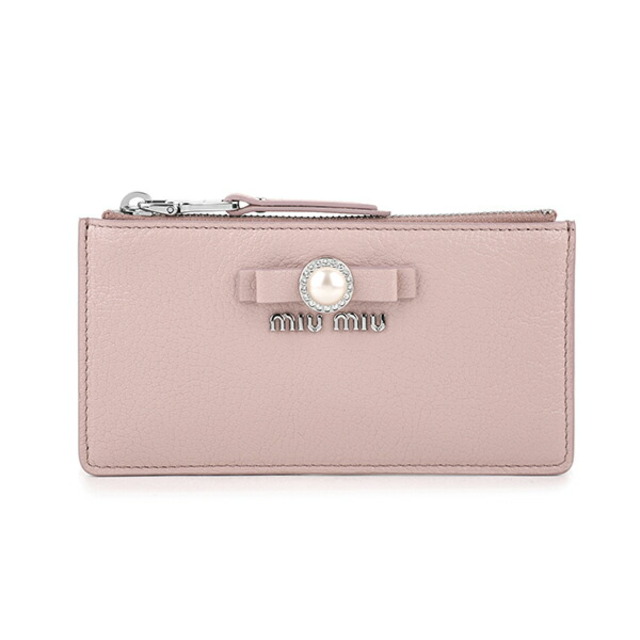 新品 ミュウミュウ MIU MIU カードケース マドラスパール ライトピンク