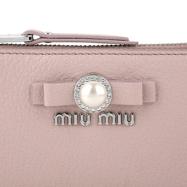 新品 ミュウミュウ MIU MIU カードケース マドラスパール ライトピンク