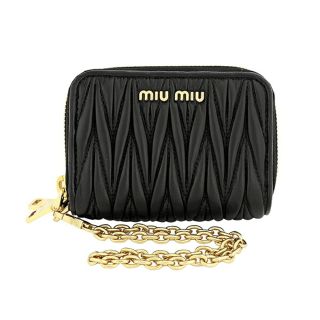 ミュウミュウ(miumiu)の新品 ミュウミュウ MIU MIU カードケース マテラッセ ナッパレザー ブラック ホワイト(名刺入れ/定期入れ)