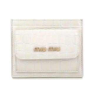 ミュウミュウ(miumiu)の新品 ミュウミュウ MIU MIU カードケース クロコダイル プリント レザー ホワイト 白(名刺入れ/定期入れ)